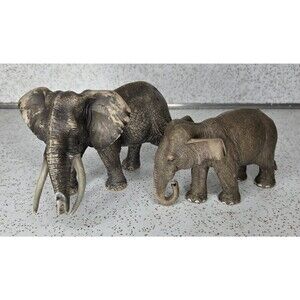 Schleich D-73527 Asian Bull & Cow Elephants Wildlife Animal Figure Retired 2011
